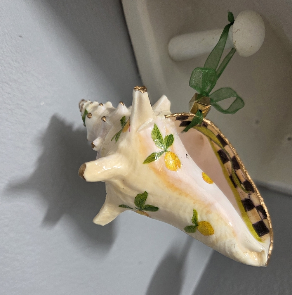 MacKenzie Childs Inspired Aromatic Shell Lemon Courtly Checked Design